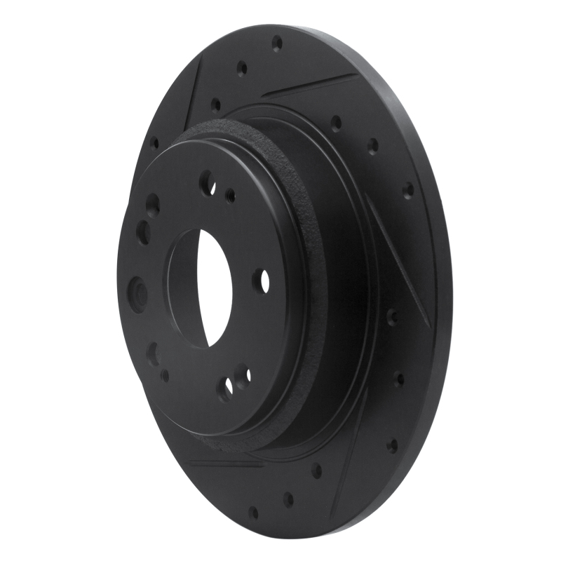 Acura RL Brake Rotor (1) - Rear Left - R1 Concepts - Drilled & Slotted - Black - `02-`04